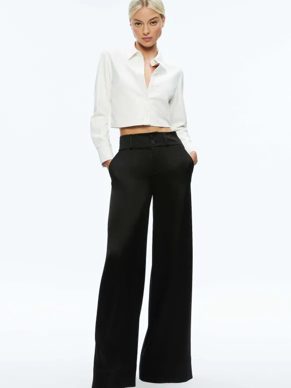 Leon Cropped Vegan Leather Button Down