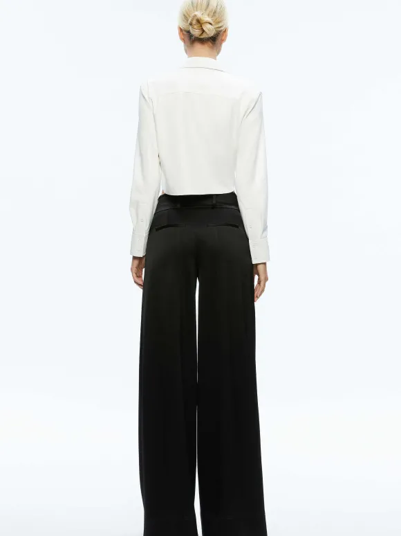 Leon Cropped Vegan Leather Button Down