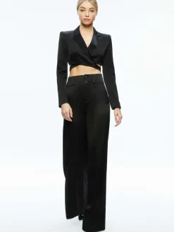Leone Cropped Wrap Blazer + Mame High Rise Wide Leg Pant