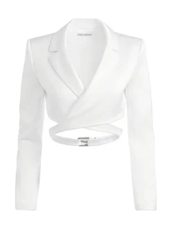 Leone Cropped Wrap Blazer + Mame High Rise Wide Leg Pant