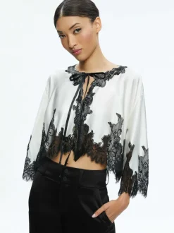 Loree Lace Tie Front Cropped Jacket