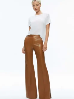 Macey Fitted Vegan Leather Blazer + Danette Vegan Leather Split Hem Trousers
