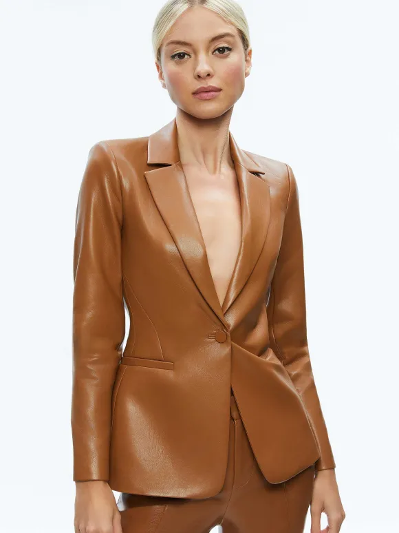 Macey Fitted Vegan Leather Blazer