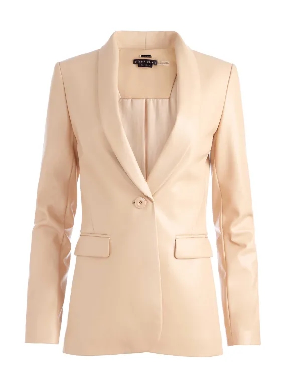 Macey Vegan Leather Shawl Collar Blazer