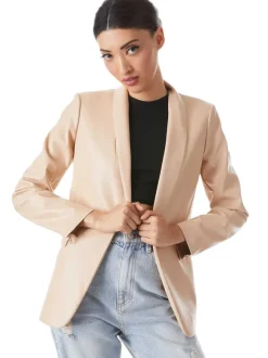 Macey Vegan Leather Shawl Collar Blazer
