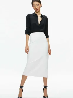 Maeve Vegan Leather Midi Skirt