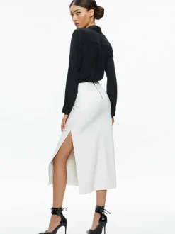 Maeve Vegan Leather Midi Skirt