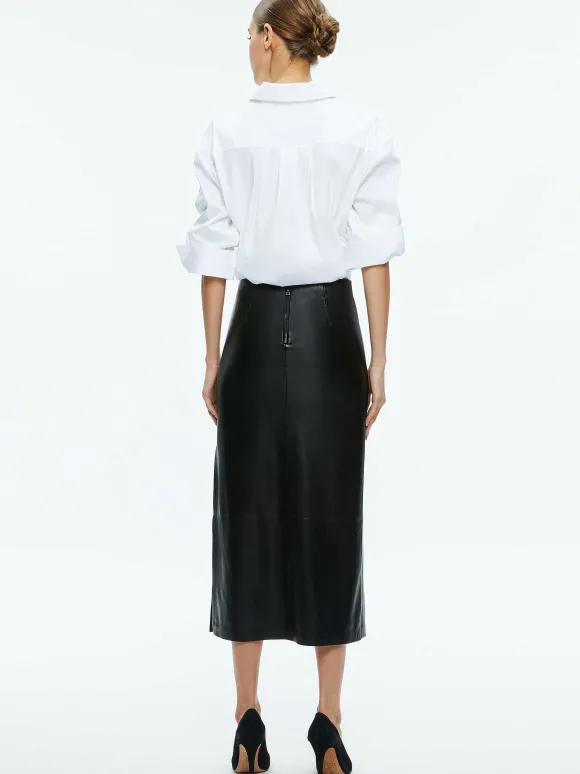 Maeve Vegan Leather Midi Skirt