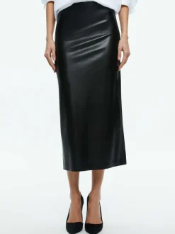 Maeve Vegan Leather Midi Skirt