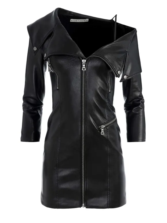 Miara Vegan Leather Moto Dress