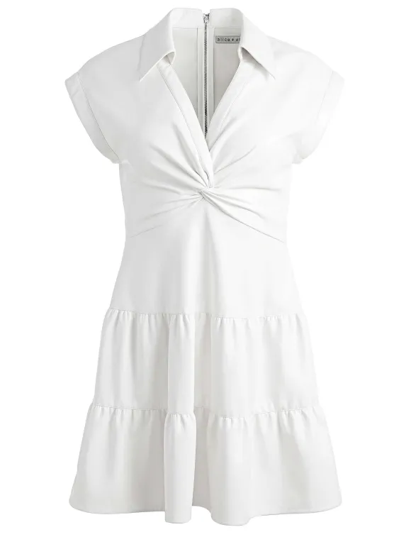 Mila Vegan Deep V-Neck Twist Front Mini Dress