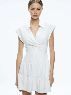 Mila Vegan Deep V-Neck Twist Front Mini Dress