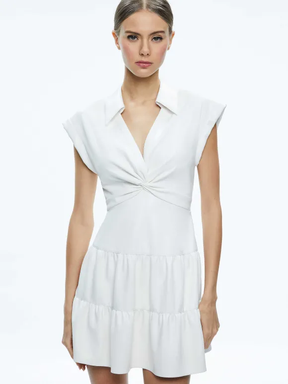 Mila Vegan Deep V-Neck Twist Front Mini Dress