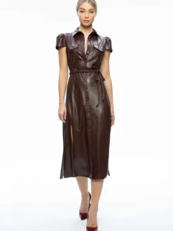 Miranda Vegan Leather Midi Dress