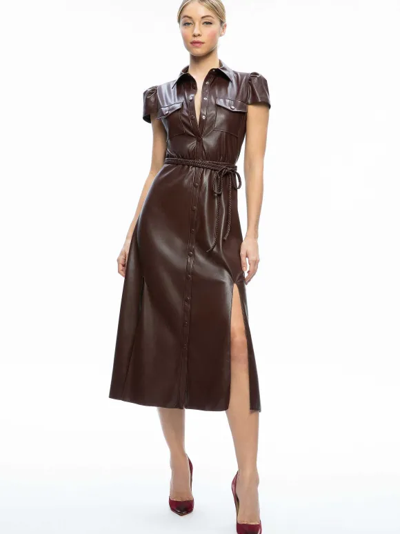 Miranda Vegan Leather Midi Dress