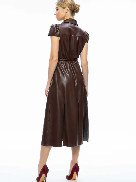 Miranda Vegan Leather Midi Dress