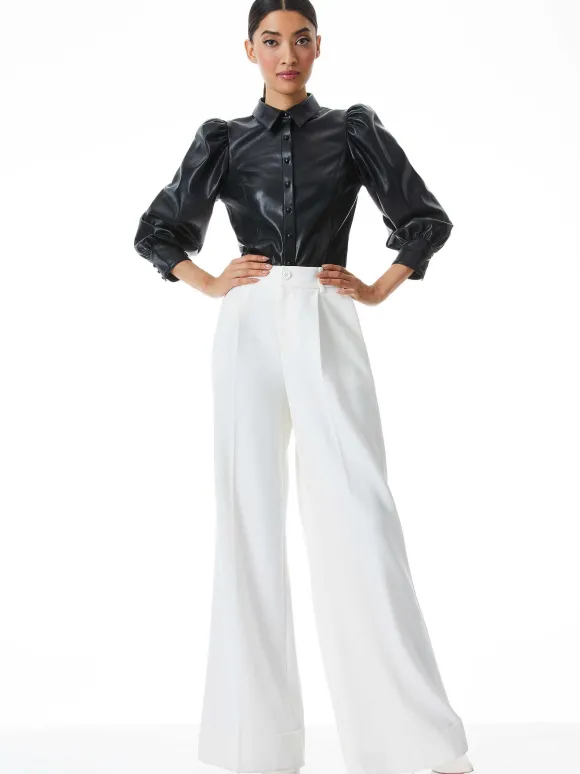 Nadine Vegan Leather Button Down
