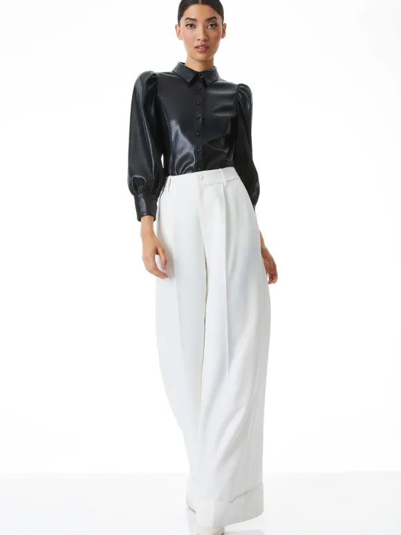 Nadine Vegan Leather Button Down