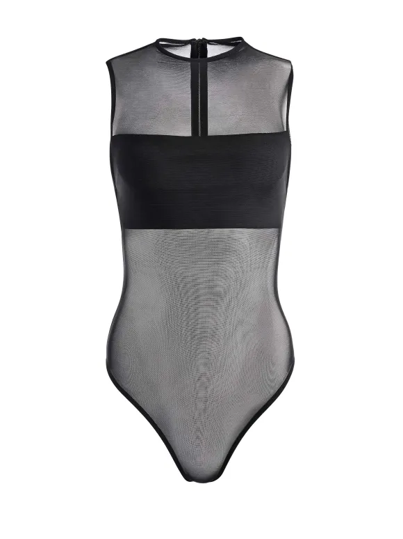 Nichol High Neck Sleeveless Mesh Bodysuit