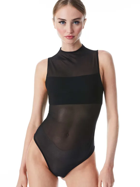 Nichol High Neck Sleeveless Mesh Bodysuit