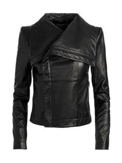 Nita Leather Drape Front Jacket