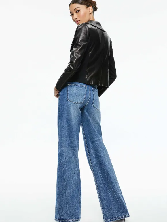 Nita Leather Drape Front Jacket