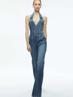 Noemi Halter Neck Denim Jumpsuit