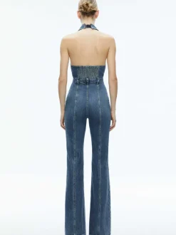 Noemi Halter Neck Denim Jumpsuit