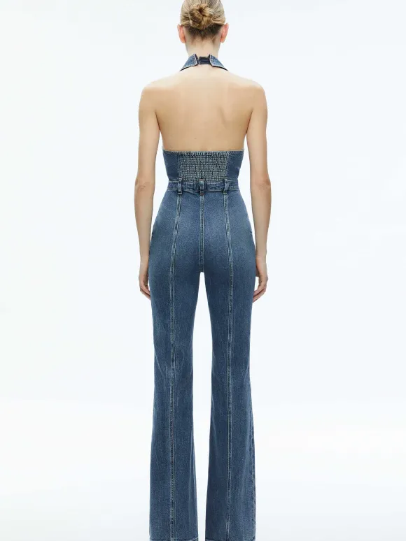 Noemi Halter Neck Denim Jumpsuit