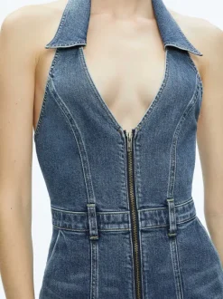 Noemi Halter Neck Denim Jumpsuit