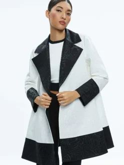 Paola Swing Coat With Border Detail