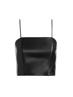 Pearle Vegan Leather Spaghetti Strap Bustier