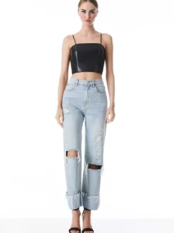 Pearle Vegan Leather Spaghetti Strap Bustier