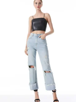 Pearle Vegan Leather Spaghetti Strap Bustier