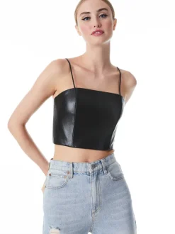 Pearle Vegan Leather Spaghetti Strap Bustier