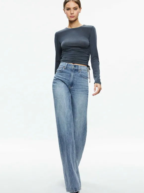 Percy Crewneck Ruched Cropped Top