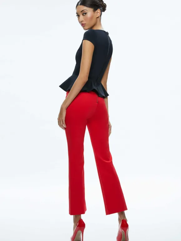 Poppy Crew Neck Cap Sleeve Peplum Top