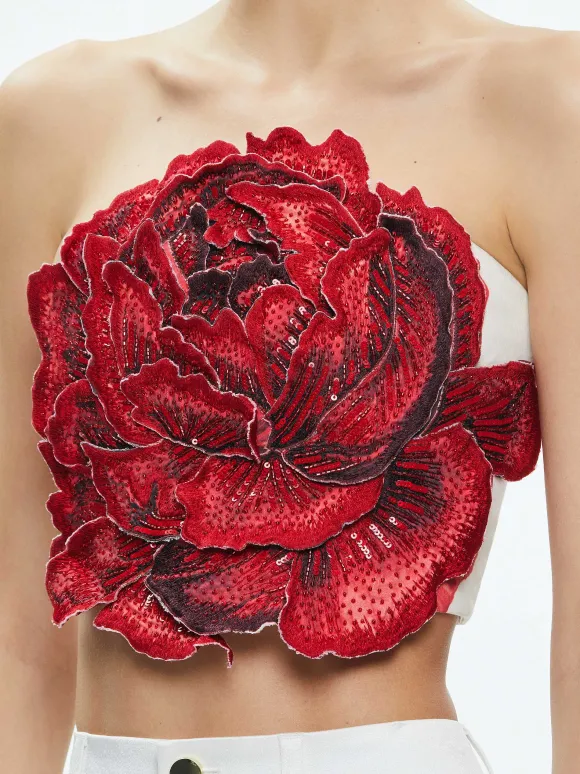 Randie Floral Applique Crop Top