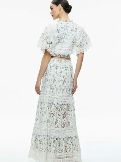 Reise Embroidered Tiered Maxi Skirt