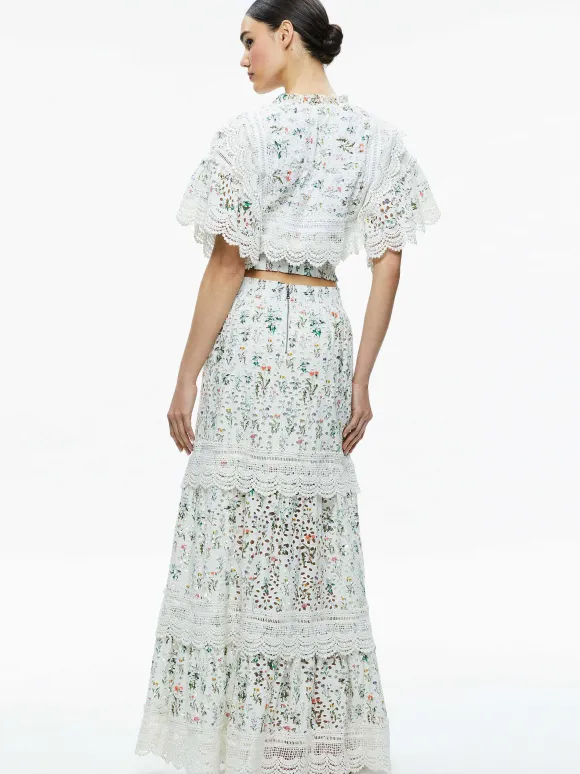 Reise Embroidered Tiered Maxi Skirt