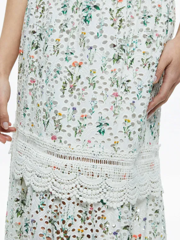 Reise Embroidered Tiered Maxi Skirt