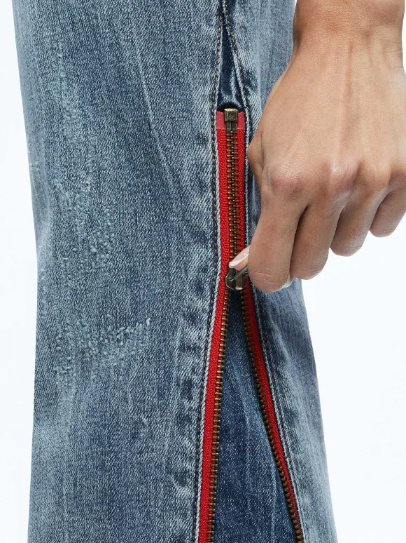 Rey Side Zipper Wide Leg Jean