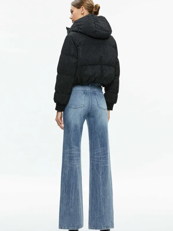 Robena Crystal Embellished Cropped Puffer