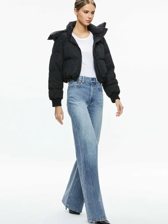 Robena Crystal Embellished Cropped Puffer