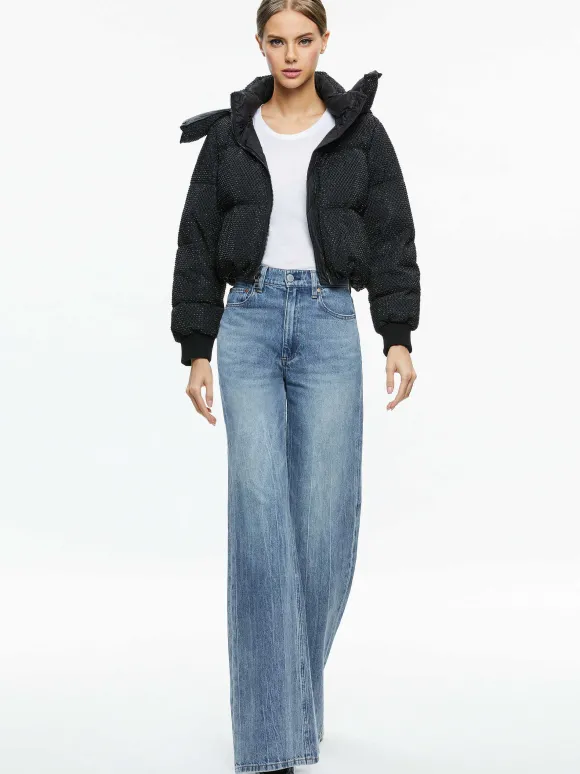 Robena Crystal Embellished Cropped Puffer