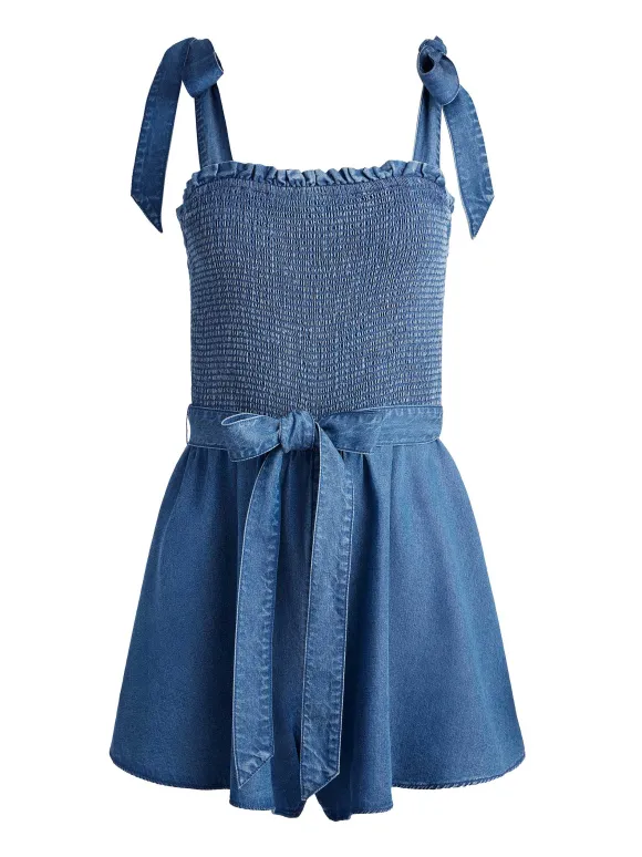 Roz Smocked Chambray Romper