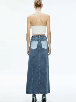 Rye Denim Two Tone Maxi Skirt