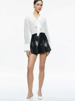 Scarlet High Rise Vegan Leather Flutter Shorts