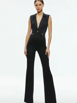 Shoshanna Sleeveless Tuxedo Jumpsuit