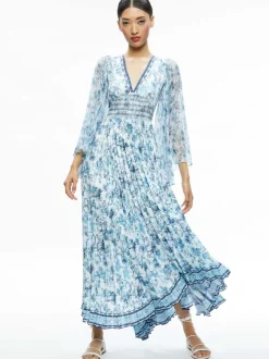 Sion Sunburst Pleated Maxi Dress